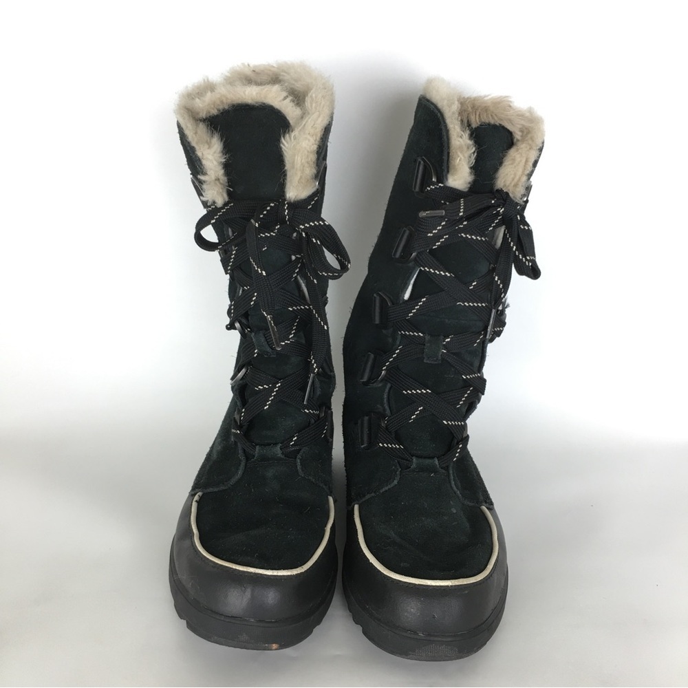 Sorel Tivoli Tall Waterproof Out Dry Boots Black Suede Faux Fur Lining Size 10.5 - Picture 3 of 16